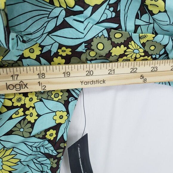 INC International Concepts Button Front Floral Print Top Medium (AR) - Picture 4 of 6